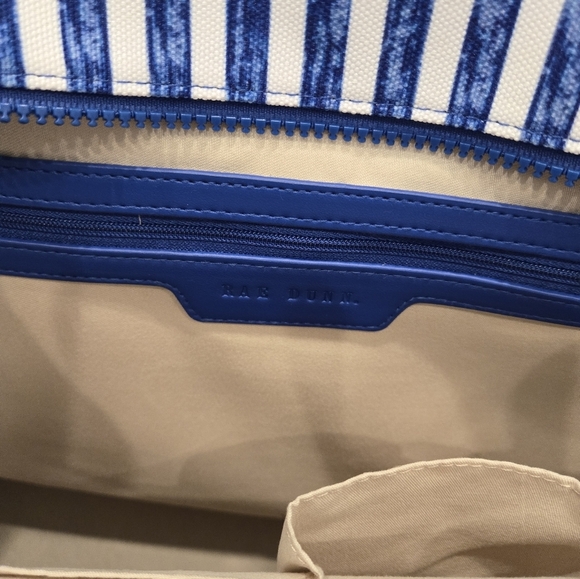 Rae Dunn Blue and White Striped Tote Bag - Picture 2 of 5
